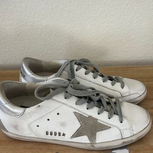 Golden Goose Silver Super Star Shoes